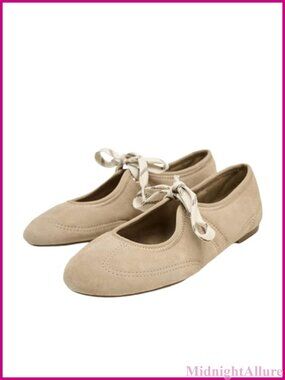 Suede Lace Up Ballet Flats Round Toe Casual Work Shoes